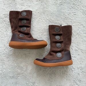 Livie & Luca Brown Suede Button-Front Kids Boots